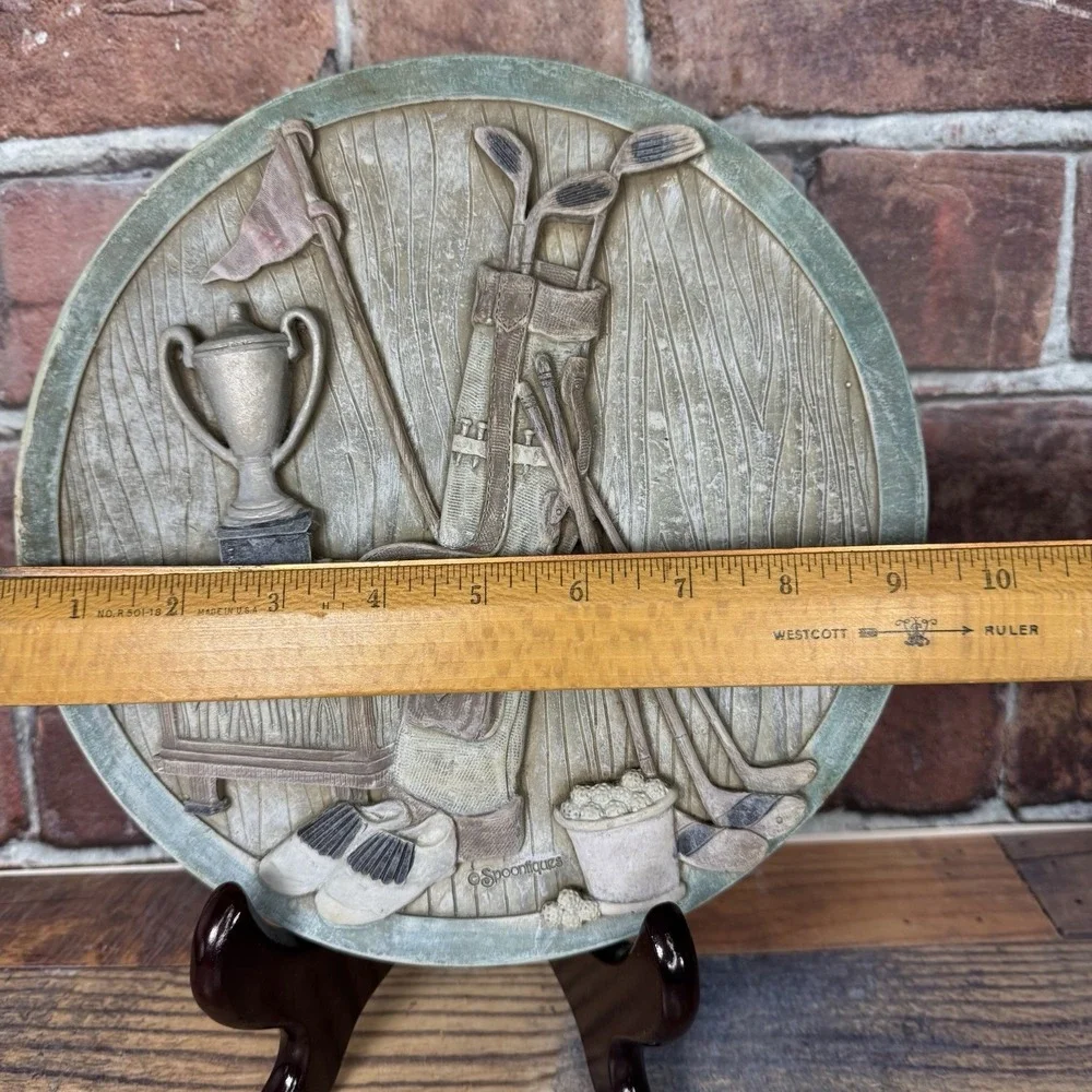 Vintage Golf Sign Wall Plaque Spoontiques Resin‎ Man Cave Trophy Clubs Balls Bag